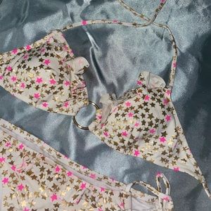 Victoria’s Secret gold and pink stars bikini med